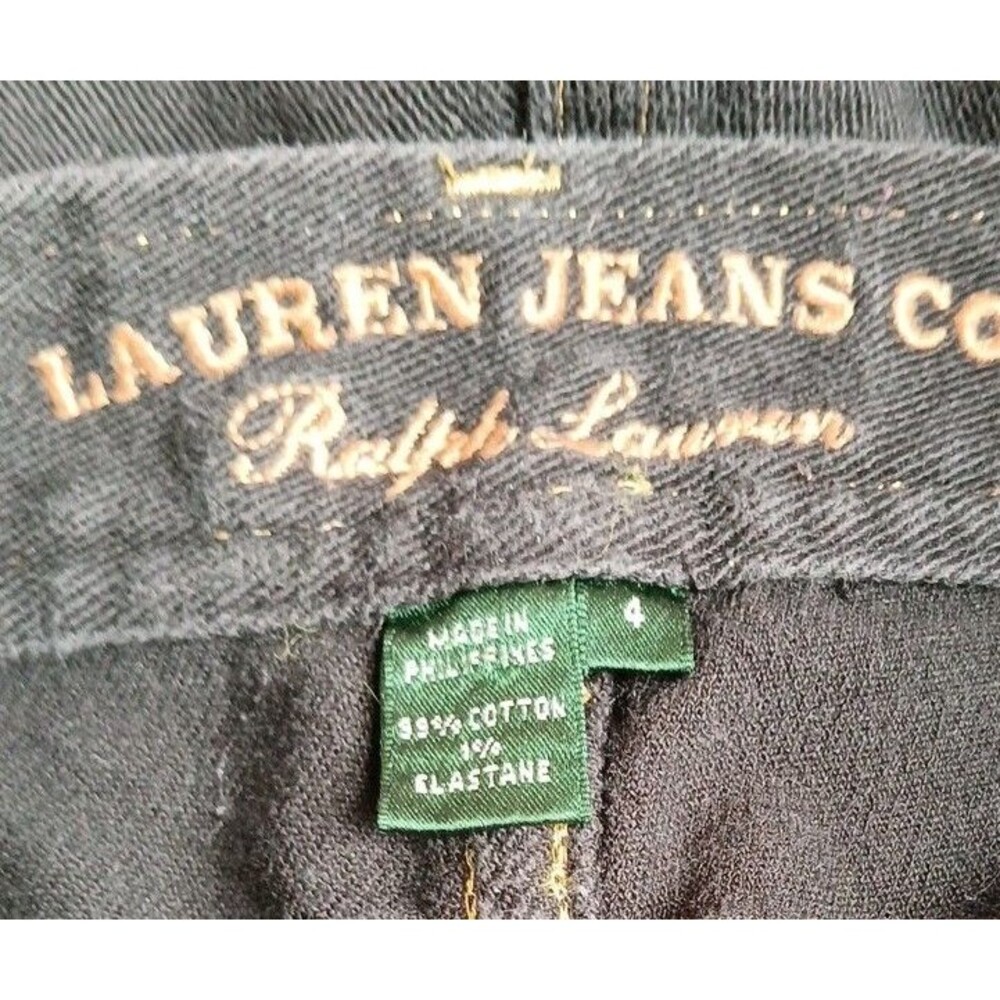 Lauren Jeans Co. Ralph Lauren Black Straight-Skinny Gold Stitch/Button Size 4 - Picture 12 of 16
